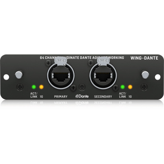 The Behringer AOIPDANTE WING Expansion Card for 64x64 Channel Audinate Dante AoIP Networking