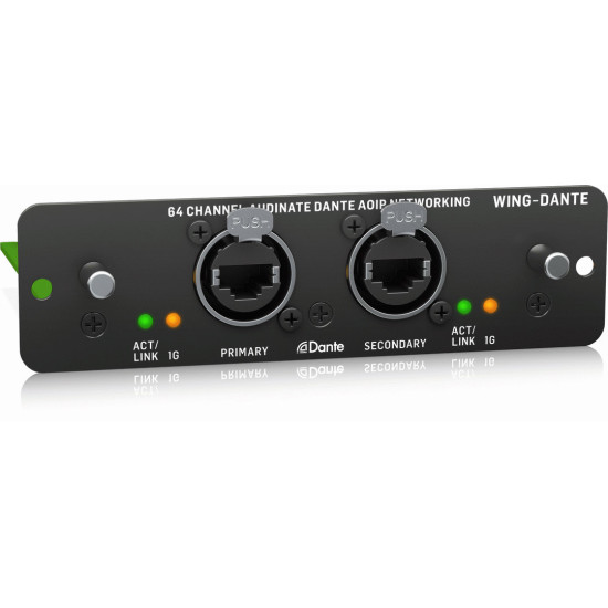 The Behringer AOIPDANTE WING Expansion Card for 64x64 Channel Audinate Dante AoIP Networking