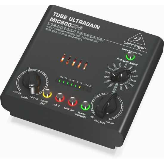 The Behringer Tube Ultragain MIC500USB Preamp