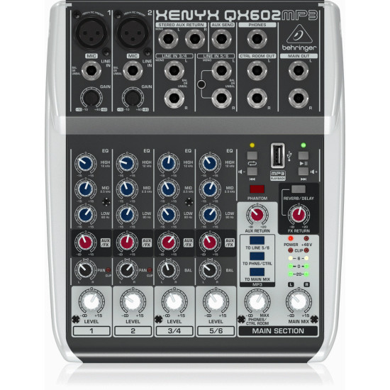 The Behringer XENYX QX602MP3 Mixer