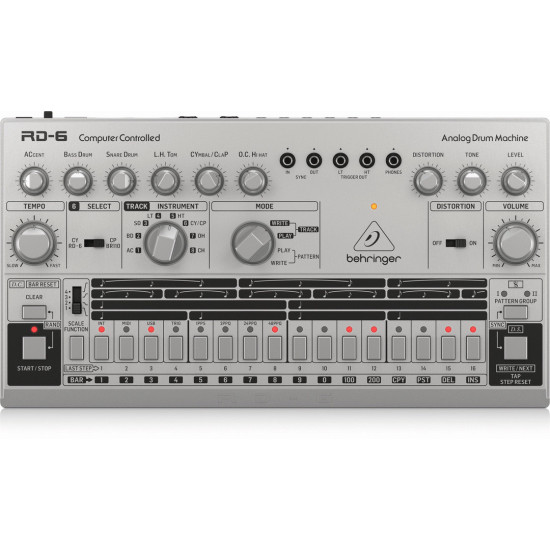 The Behringer RD6 SR Analog Drum Machine