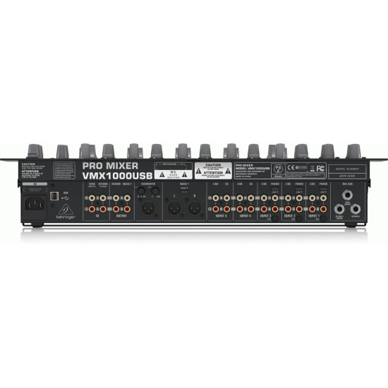 The Behringer VMX1000USB Pro DJ Mixer