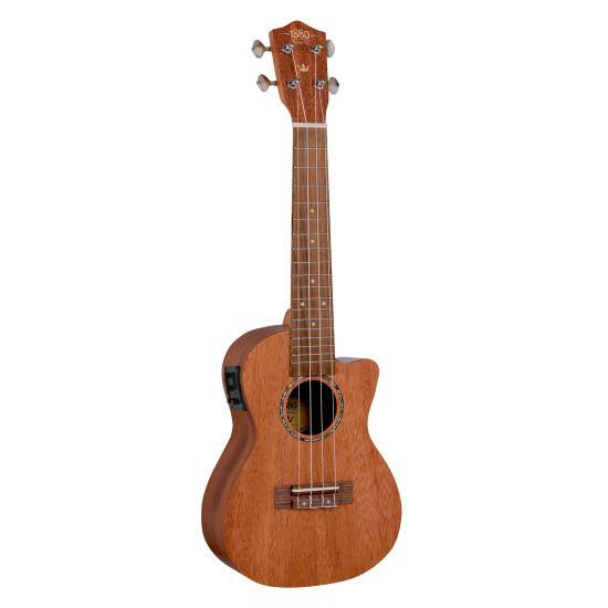 1880 UKULELE CO. 100 Series Concert electric acoustic cutaway ukulele.