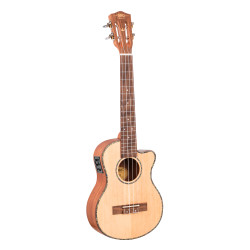 1880 UKULELE CO. 200 Series Tenor electric acoustic cutaway ukulele.