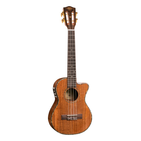 1880 UKULELE CO. 300 Series Tenor electric acoustic cutaway ukulele.