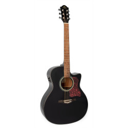 GILMAN GA12CEBK Grand Auditorium guitar. Electric/acoustic with Venetian cutaway. Black gloss.