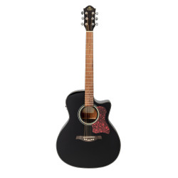 GILMAN GA12CEBK Grand Auditorium guitar. Electric/acoustic with Venetian cutaway. Black gloss.