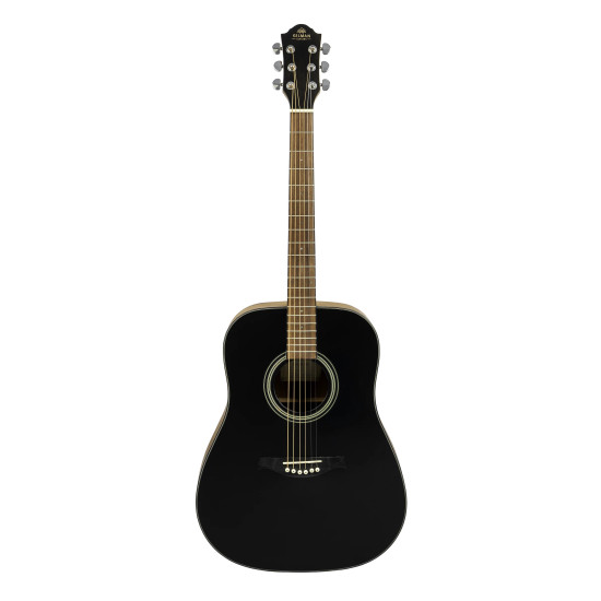 GILMAN GD10BT Dreadnought Acoustic Guitar. Black gloss top.