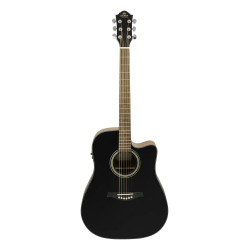 GILMAN GD10CEBT Dreadnought Electric/Acoustic Guitar with Venetian Cutaway. Black gloss top.