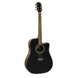 GILMAN GD10CEBT Dreadnought Electric/Acoustic Guitar with Venetian Cutaway. Black gloss top.
