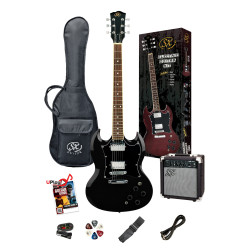 SX PKSE4SKB Electric Guitar & Amplifier Package - 4/4 size
