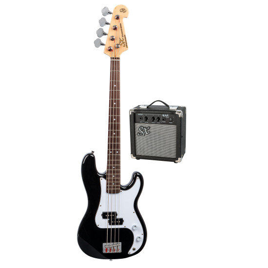 SX SB2SK34B 3/4 size Bass Guitar & Amp Package