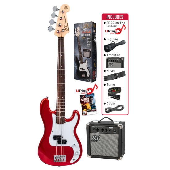 SX SB2SK34CAR 3/4 size Bass Guitar & Amp Package