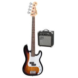 SX SB2SK34TS 3/4 size Bass Guitar & Amp Package