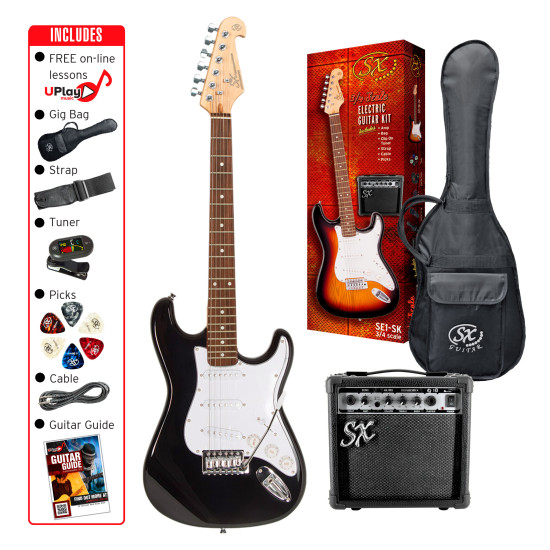 SX SE1SK34B Electric Guitar & Amplifier Package - 3/4 size