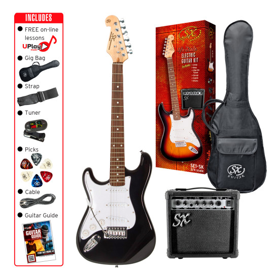 SX SE1SK34LHB Electric Guitar & Amplifier Package - 3/4 size