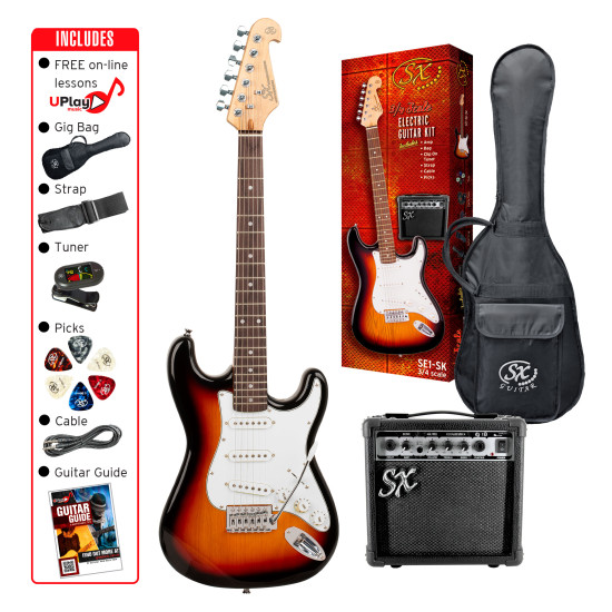 SX SE1SK34TS Electric Guitar & Amplifier Package - 3/4 size