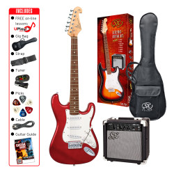 SX SE1SKCAR Electric Guitar & Amplifier Package - 4/4 size