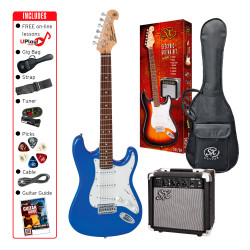 SX SE1SKEB Electric Guitar & Amplifier Package - 4/4 size