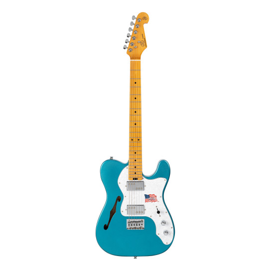 SX SEA2PHLPB Semi-hollow, TL thinline style electric guitar. Lake Placid blue.
