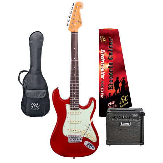 SX / LANEY  VES34CAR-PK2 ¾ size vintage style electric guitar package.
