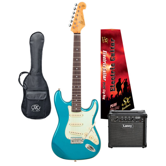 SX / LANEY  VES34LPB-PK2 ¾ size vintage style electric guitar package.