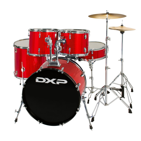 DXP TX04PCAS 5 Piece Drum Kit Package with Cymbals & Drum Throne.