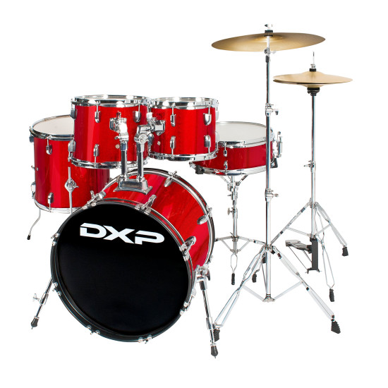 DXP TX06PCAS 5 Piece Drum Kit Package with Cymbals & Drum Throne.