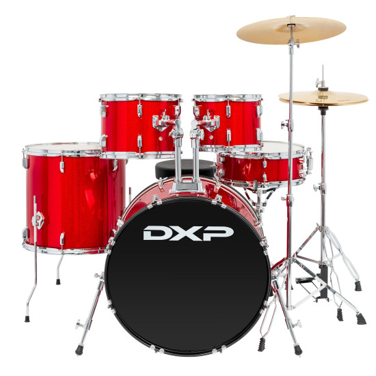 DXP TX07PCAS 5 Piece Drum Kit Package with Cymbals & Drum Throne.