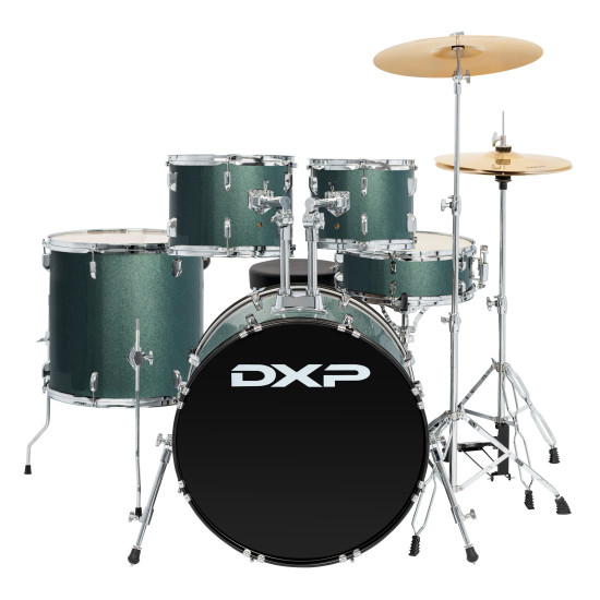 DXP TX07PGMG 5 Piece Drum Kit Package with Cymbals & Drum Throne.