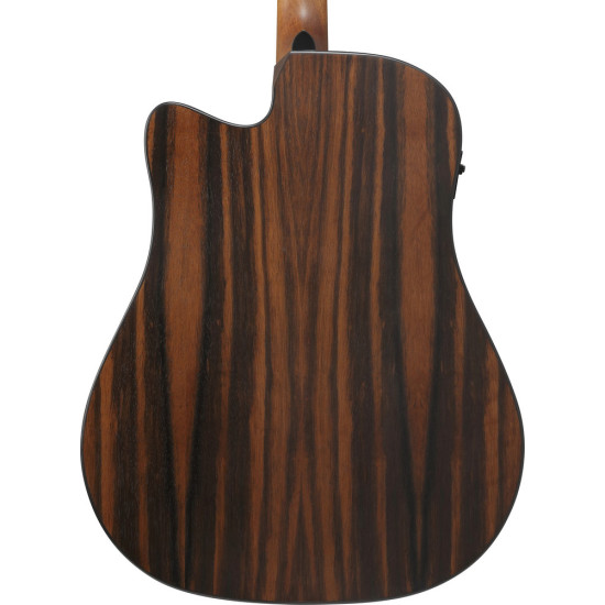 Ibanez AAD70CE Transparent Charcoal Burst Low Gloss top, Natural Open Pore back and sides Acoustic Guitar