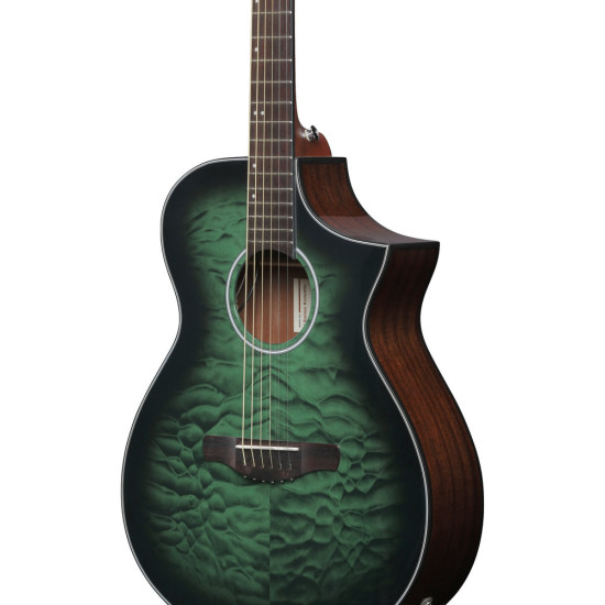 Ibanez AEWC16QA Transparent Emerald Burst High Gloss top, Natural High Gloss back and sides Acoustic Guitar