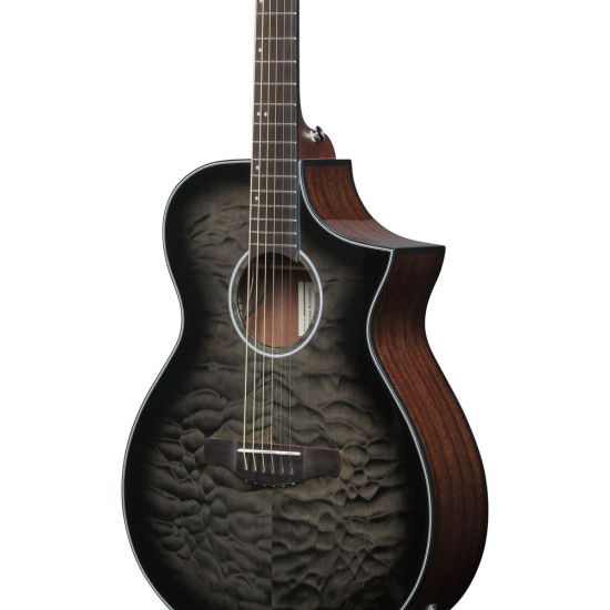 Ibanez AEWC16QA Transparent Black Sunburst High Gloss top, Natural High Gloss back and sides Acoustic Guitar