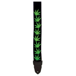 LM 2" Poly Seatbelt Material Guitar Strap (Green Hemp Leaf Design)
