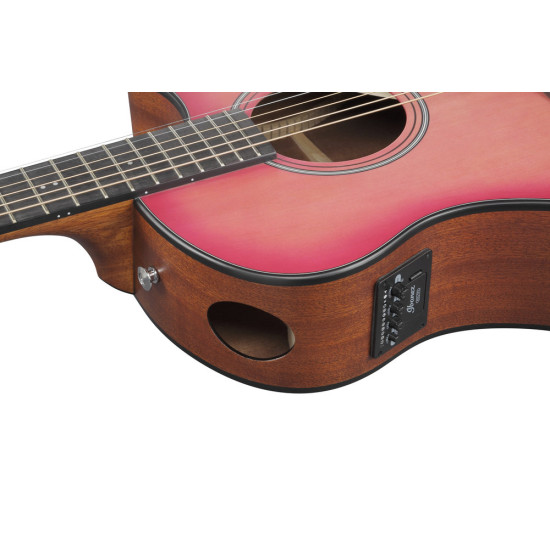 Ibanez AAM50CE Coral Red Burst Open Pore Top, Natural Open Pore Back and Sides Acoustic Guitar 
