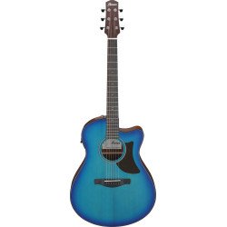Ibanez AAM50CE Sapphire Blue Burst Open Pore Top, Natural Open Pore Back and Sides Acoustic Guitar 