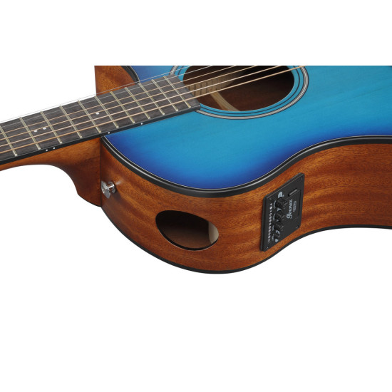 Ibanez AAM50CE Sapphire Blue Burst Open Pore Top, Natural Open Pore Back and Sides Acoustic Guitar 